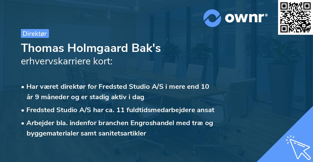 Thomas Holmgaard Bak's erhvervskarriere kort