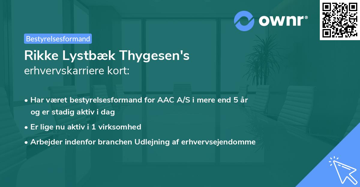 Rikke Lystbæk Thygesen's erhvervskarriere kort