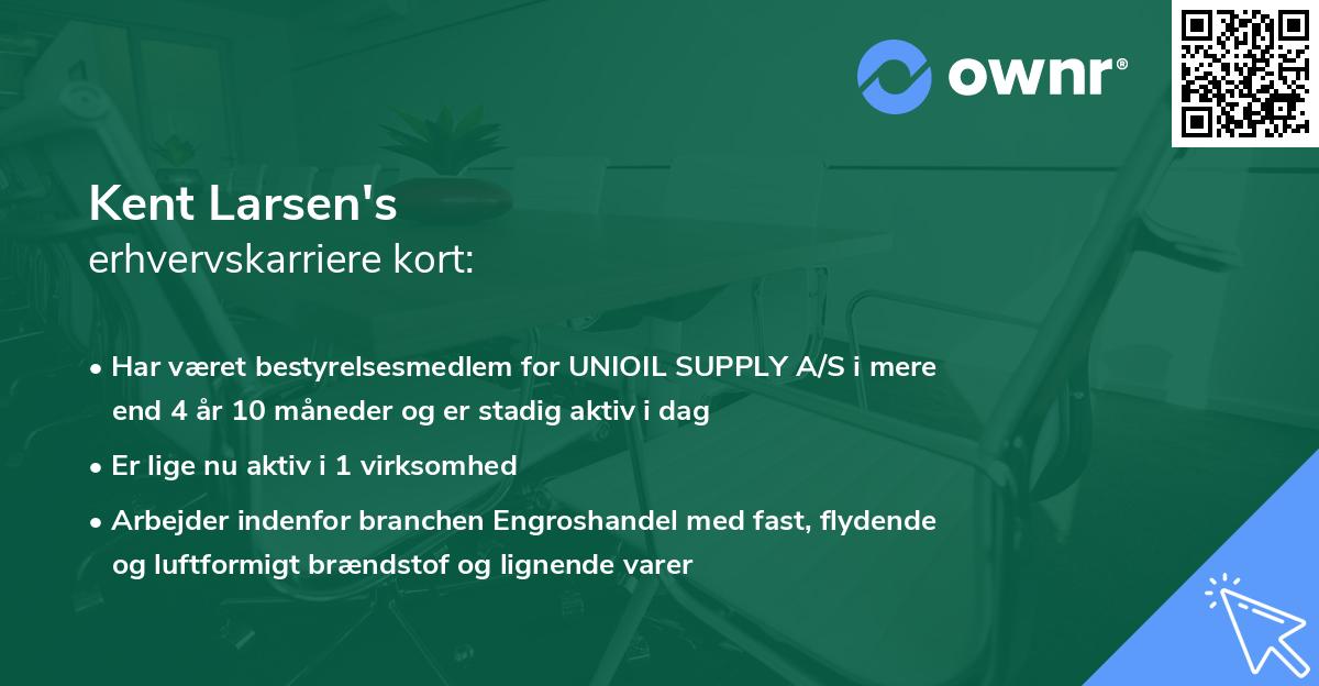Kent Larsen's erhvervskarriere kort