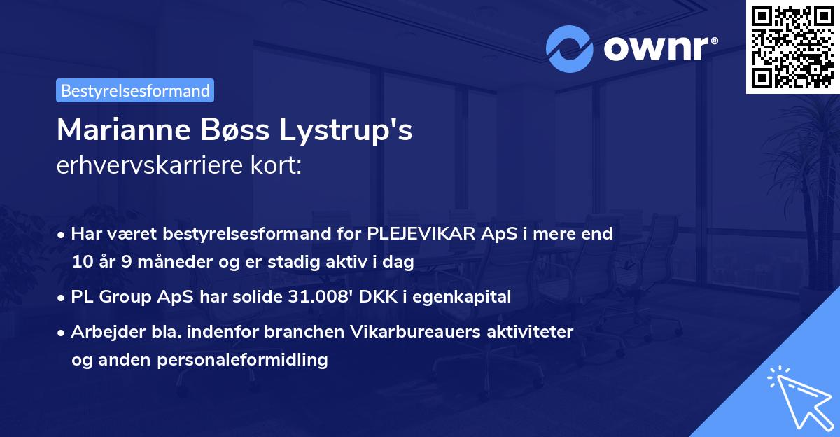 Marianne Bøss Lystrup's erhvervskarriere kort