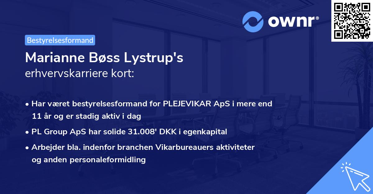 Marianne Bøss Lystrup's erhvervskarriere kort