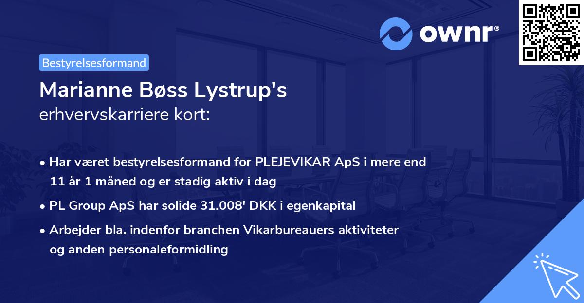 Marianne Bøss Lystrup's erhvervskarriere kort