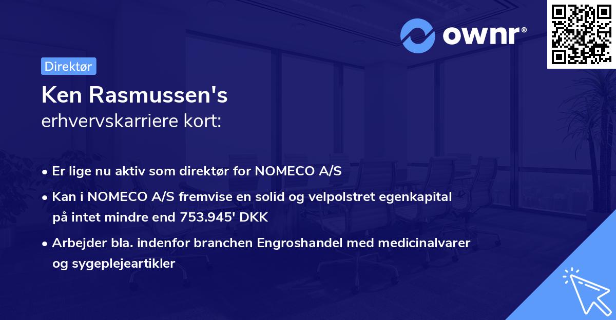 Ken Rasmussen's erhvervskarriere kort