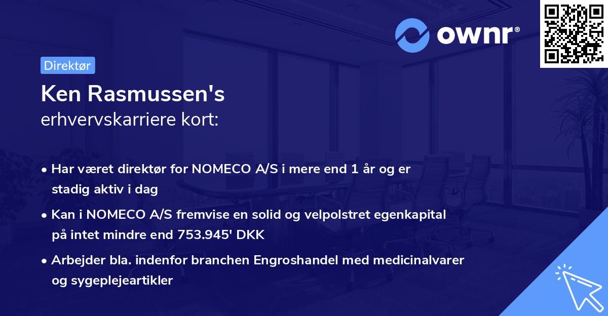 Ken Rasmussen's erhvervskarriere kort