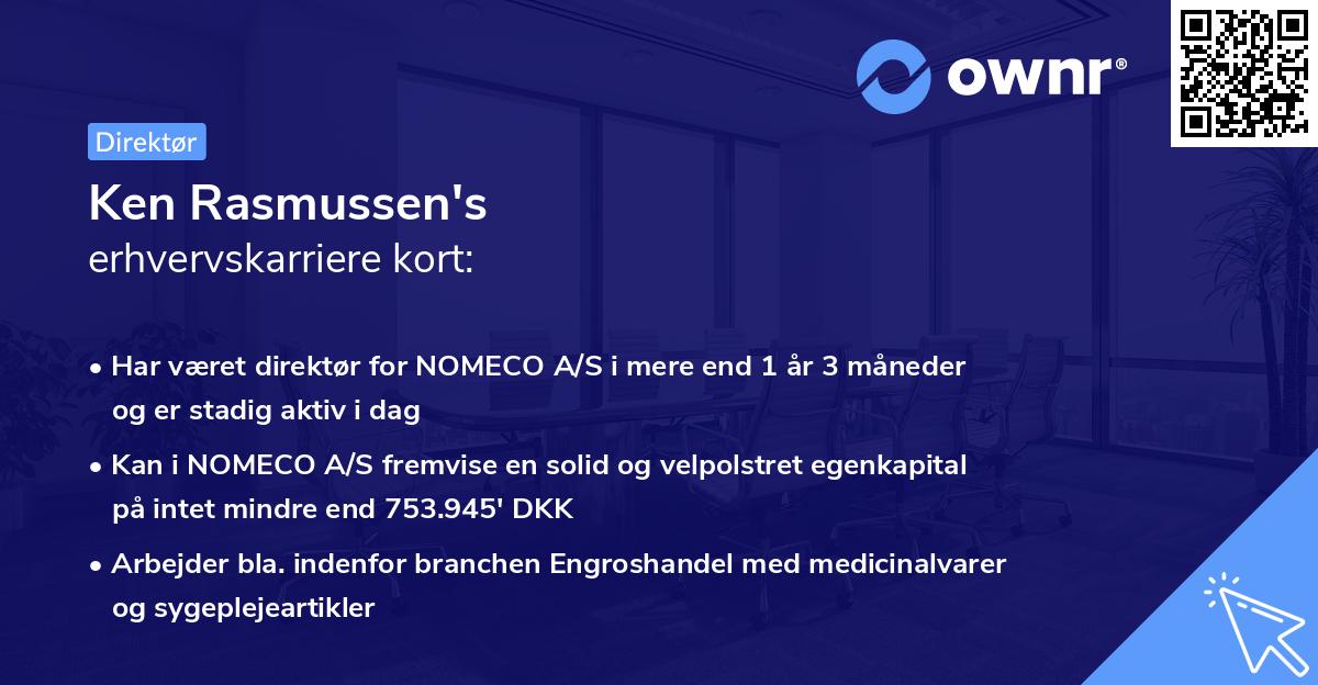 Ken Rasmussen's erhvervskarriere kort