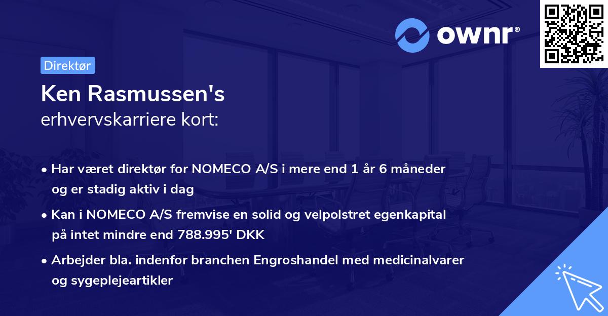 Ken Rasmussen's erhvervskarriere kort