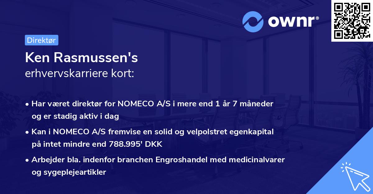 Ken Rasmussen's erhvervskarriere kort