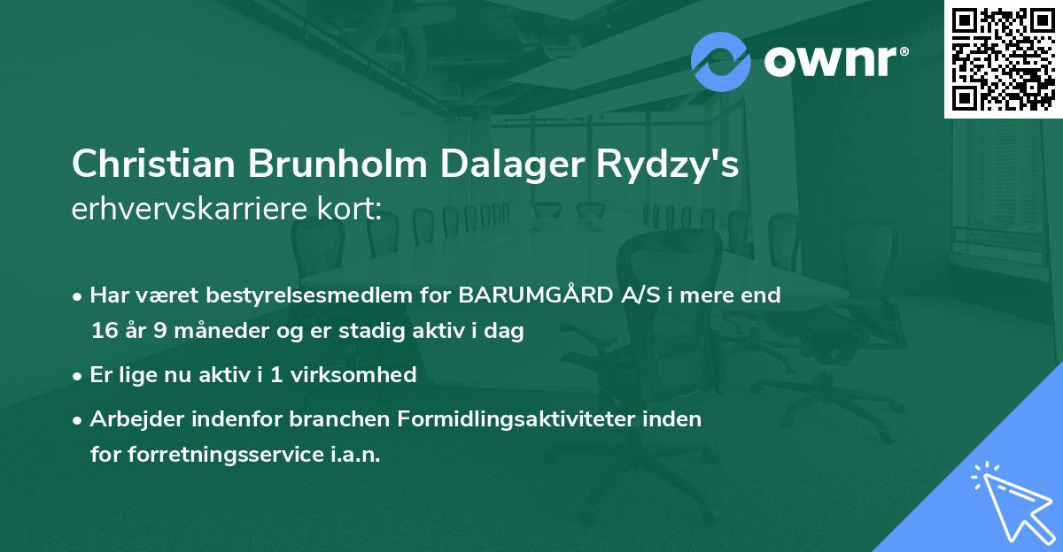 Christian Brunholm Dalager Rydzy's erhvervskarriere kort