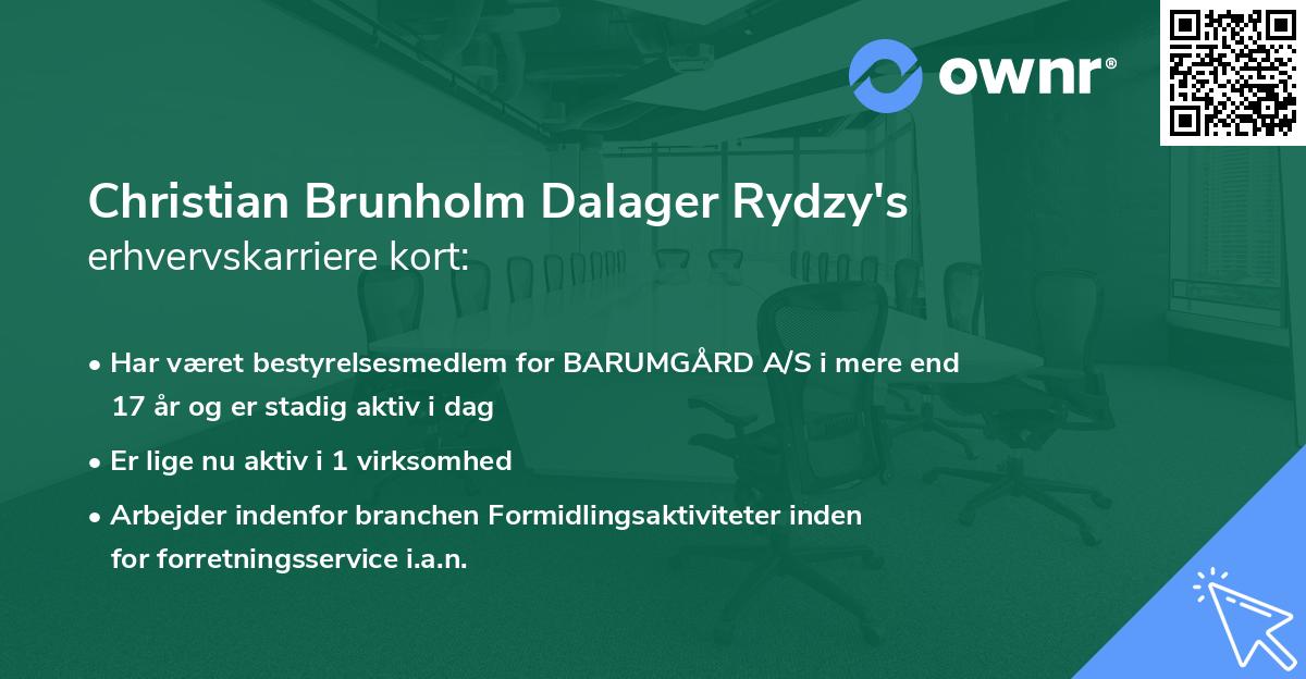 Christian Brunholm Dalager Rydzy's erhvervskarriere kort