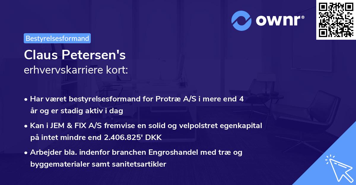 Claus Petersen's erhvervskarriere kort