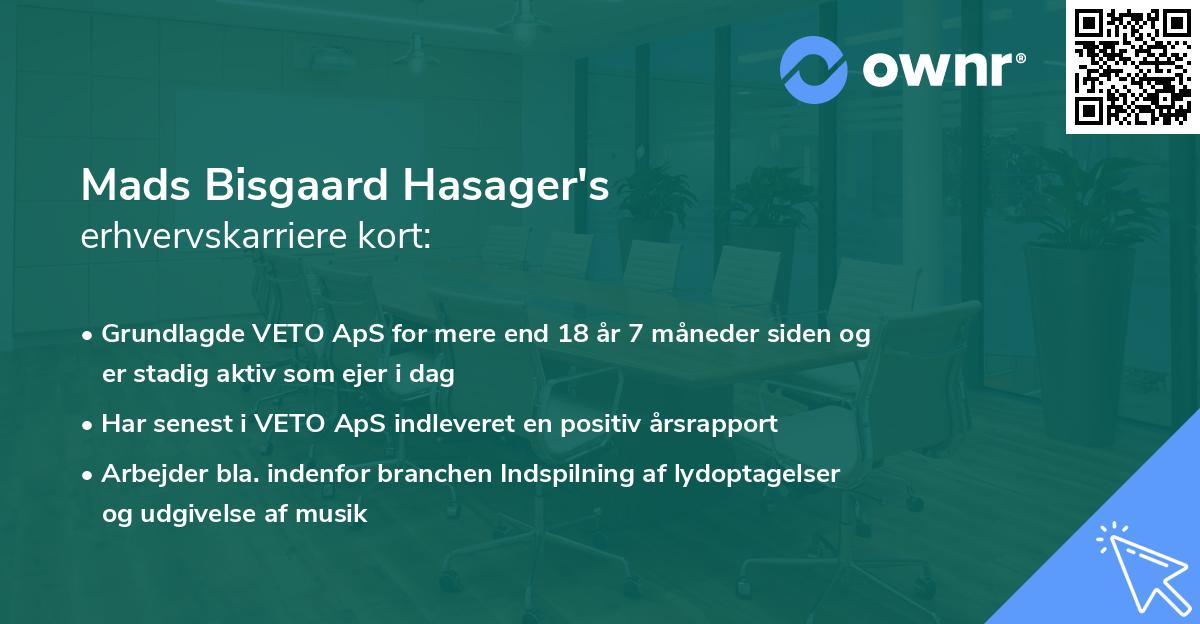 Mads Bisgaard Hasager's erhvervskarriere kort