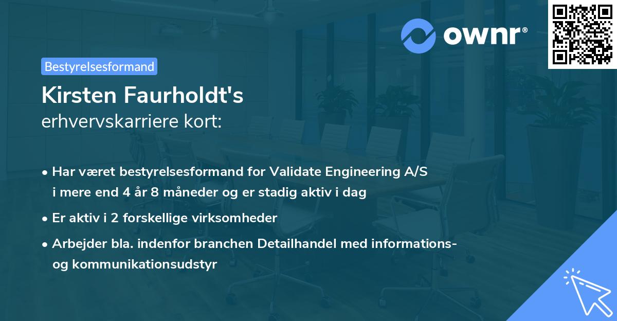 Kirsten Faurholdt's erhvervskarriere kort