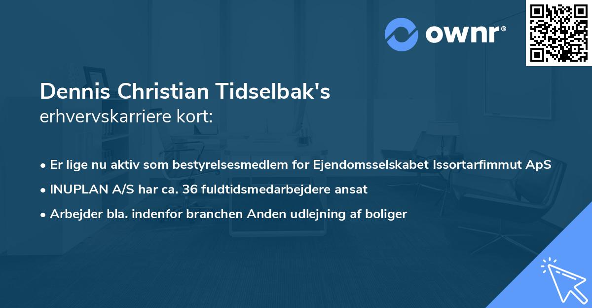 Dennis Christian Tidselbak's erhvervskarriere kort