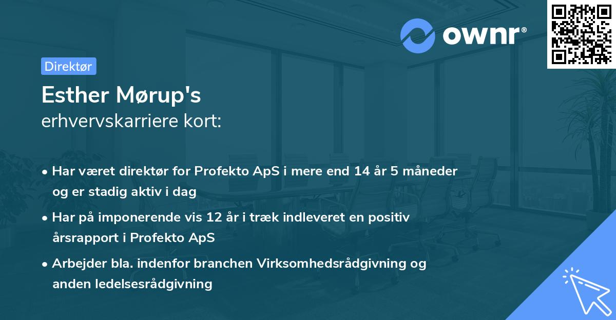 Esther Mørup's erhvervskarriere kort