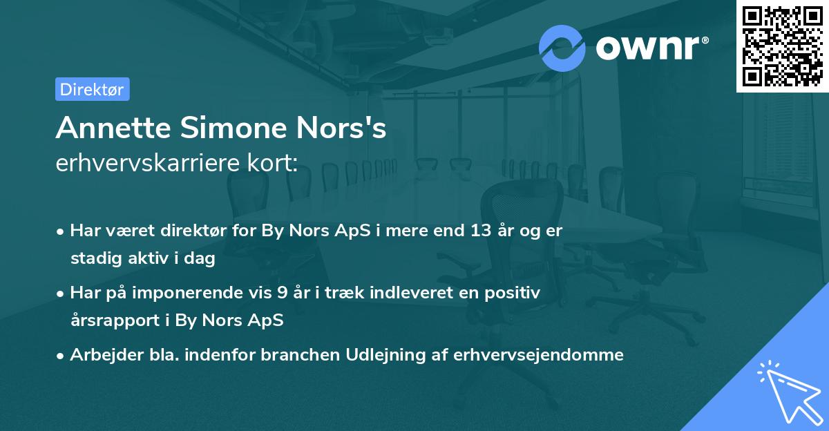 Annette Simone Nors's erhvervskarriere kort