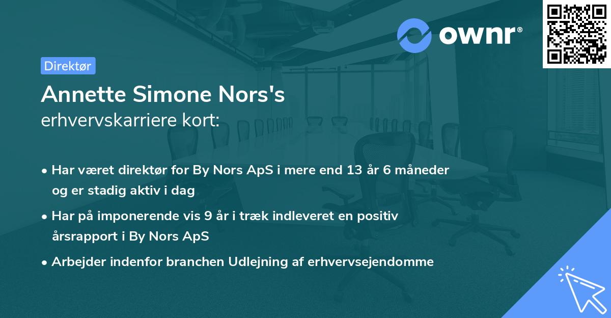 Annette Simone Nors's erhvervskarriere kort