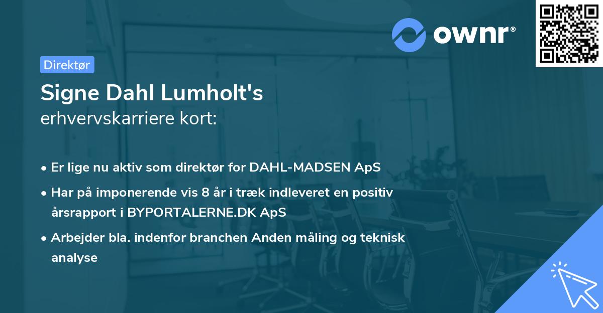 Signe Dahl Lumholt's erhvervskarriere kort