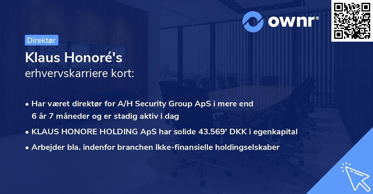 Klaus Honoré's erhvervskarriere kort