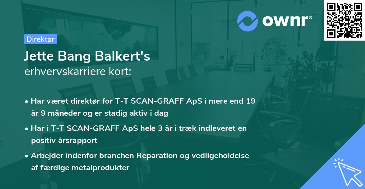 Jette Bang Balkert's erhvervskarriere kort