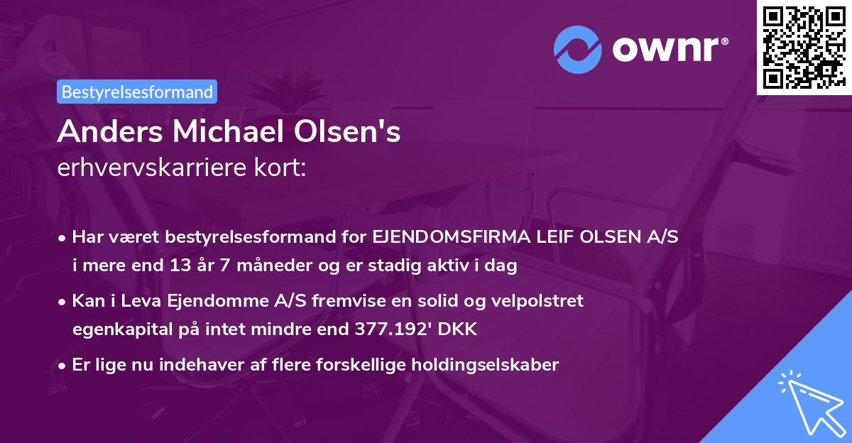 Anders Michael Olsen's erhvervskarriere kort