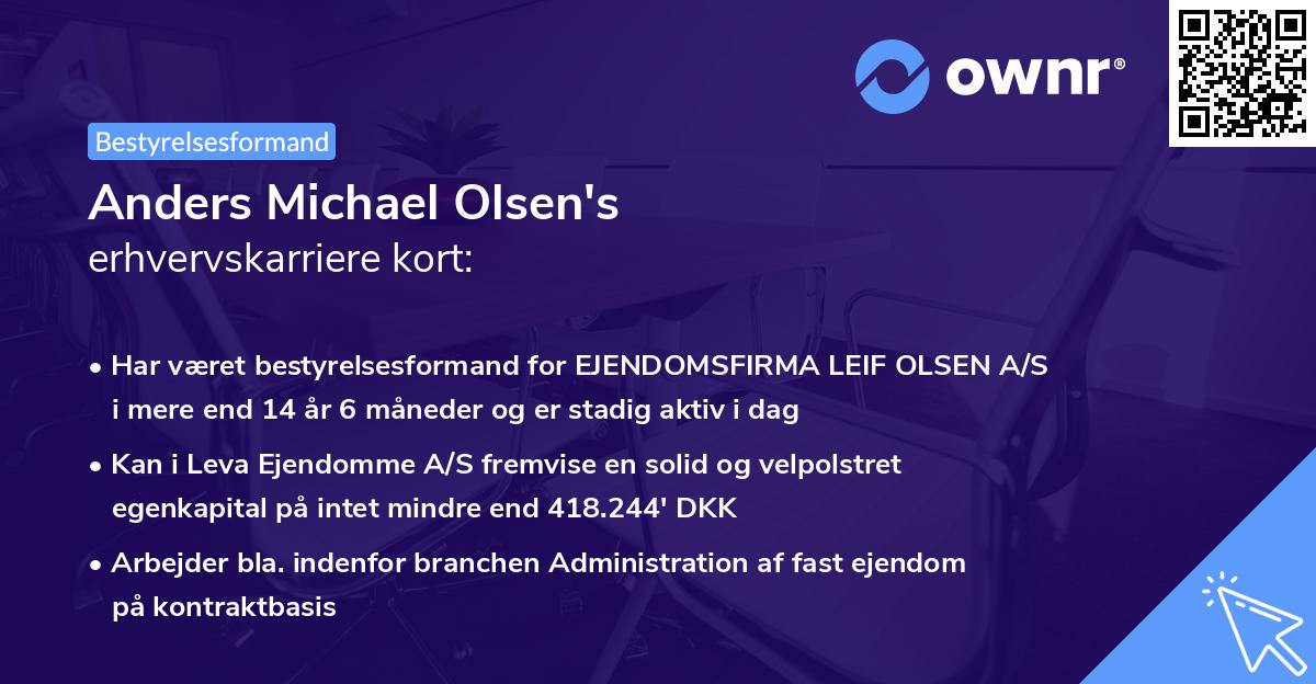 Anders Michael Olsen's erhvervskarriere kort