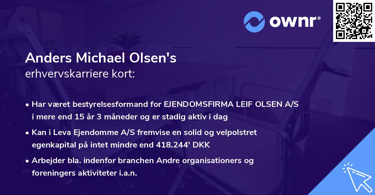 Anders Michael Olsen's erhvervskarriere kort