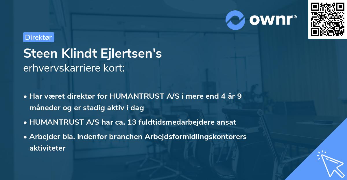 Steen Klindt Ejlertsen's erhvervskarriere kort
