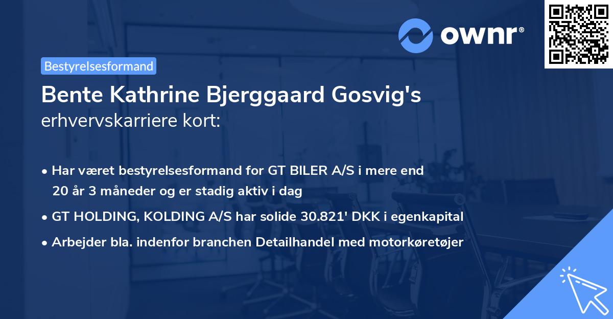 Bente Kathrine Bjerggaard Gosvig's erhvervskarriere kort