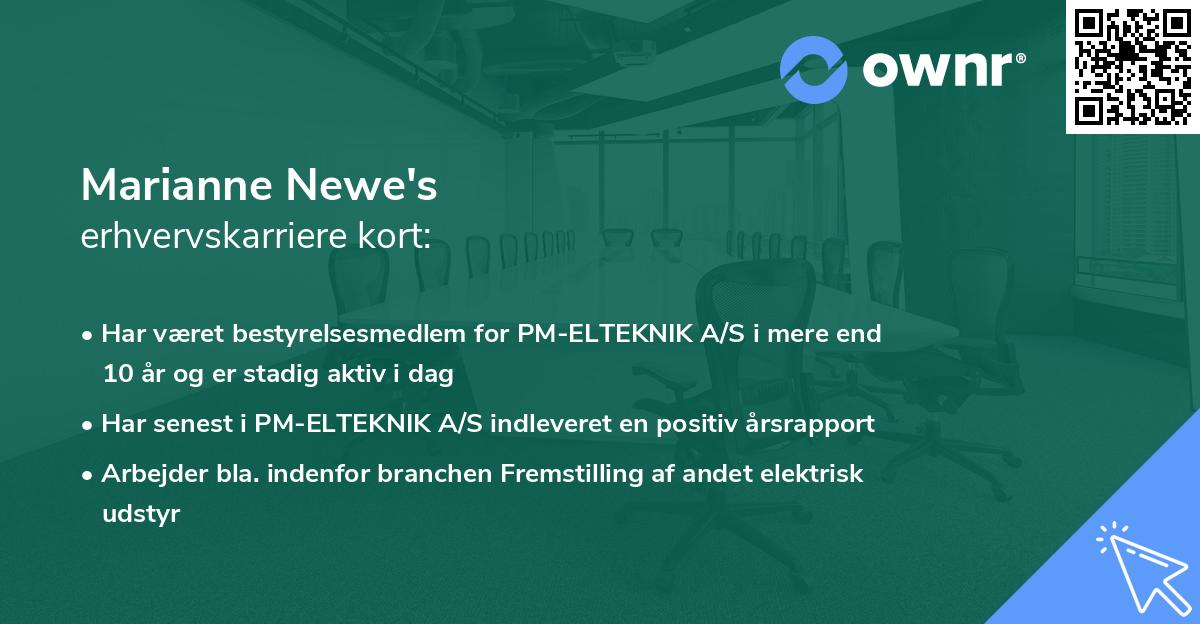 Marianne Newe's erhvervskarriere kort