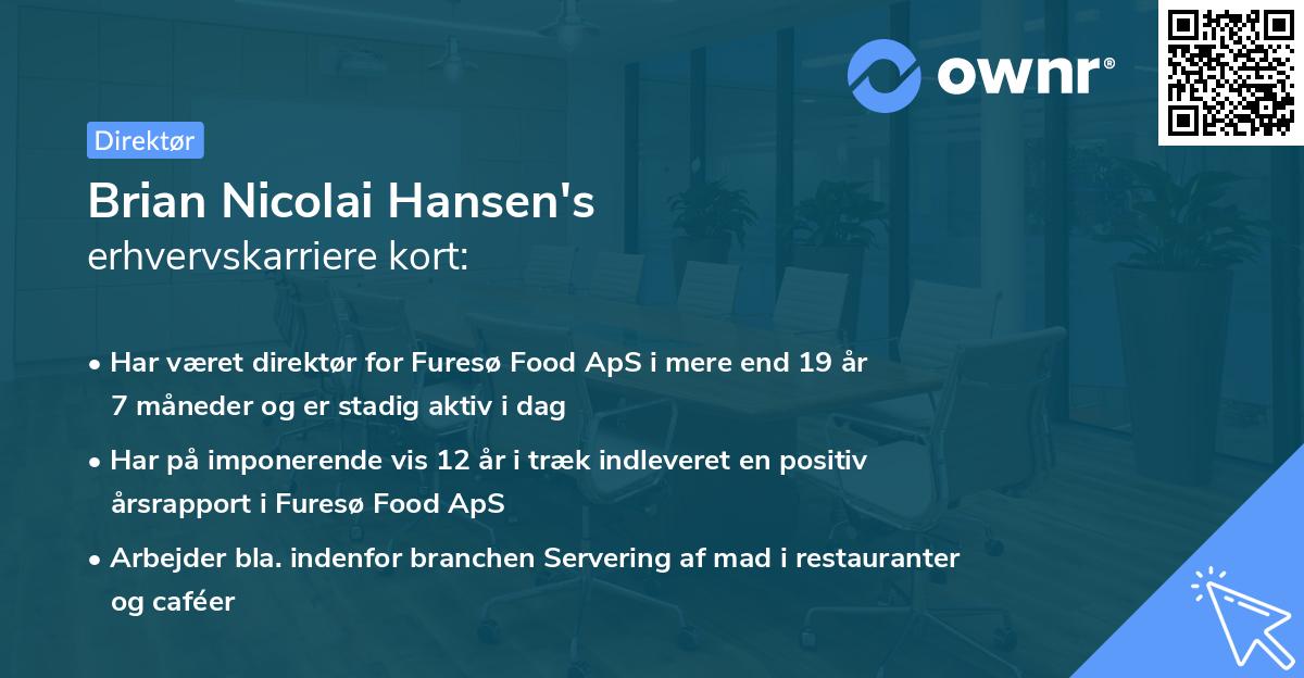 Brian Nicolai Hansen's erhvervskarriere kort