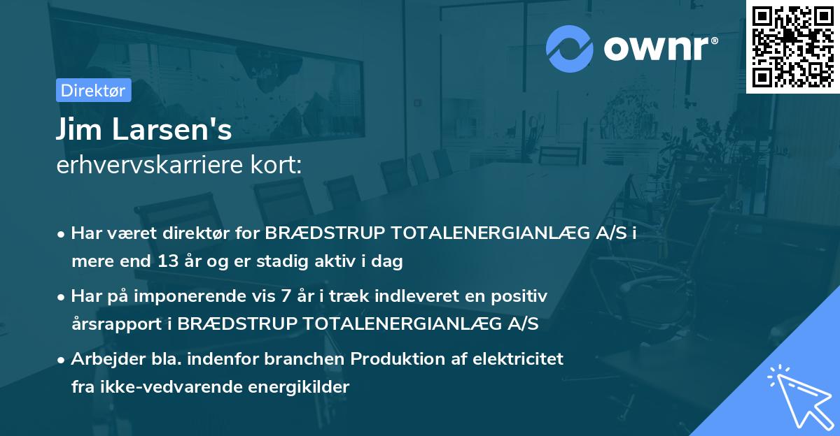 Jim Larsen's erhvervskarriere kort