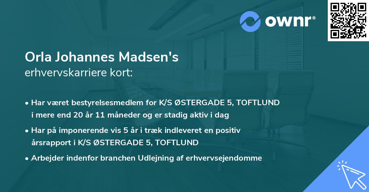 Orla Johannes Madsen's erhvervskarriere kort