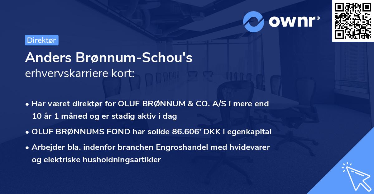 Anders Brønnum-Schou's erhvervskarriere kort