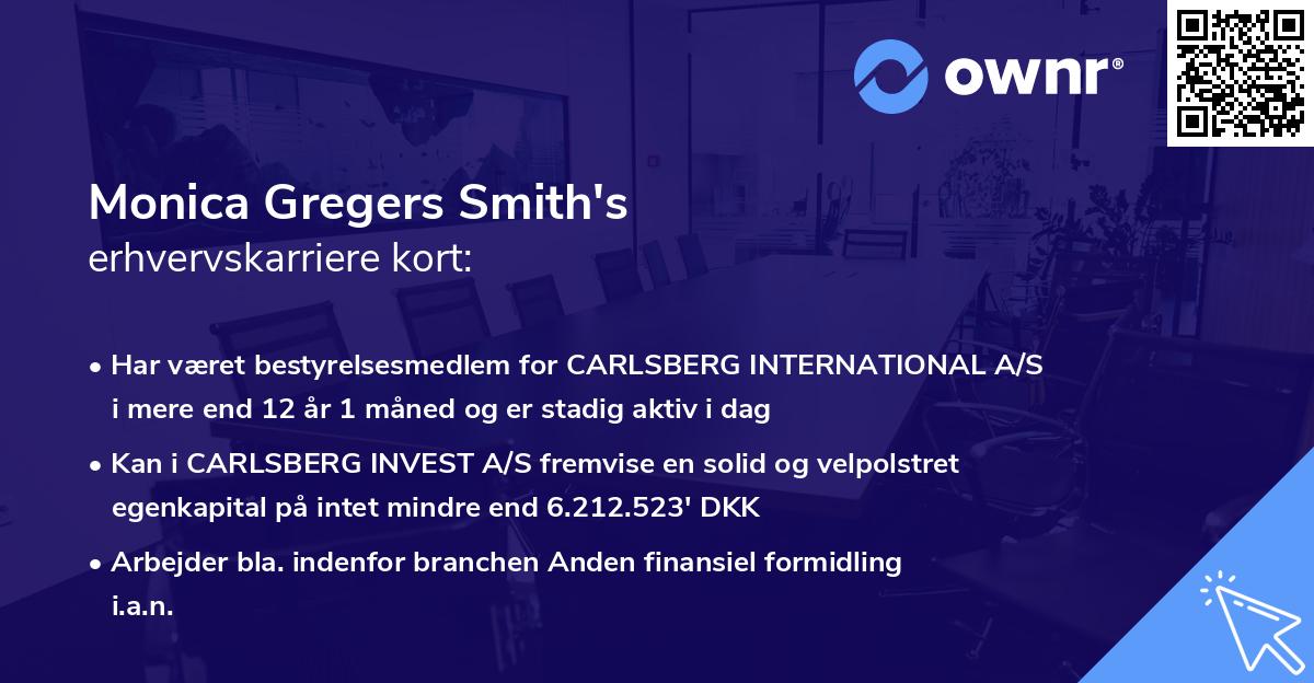 Monica Gregers Smith's erhvervskarriere kort