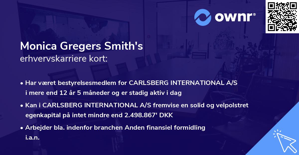Monica Gregers Smith's erhvervskarriere kort