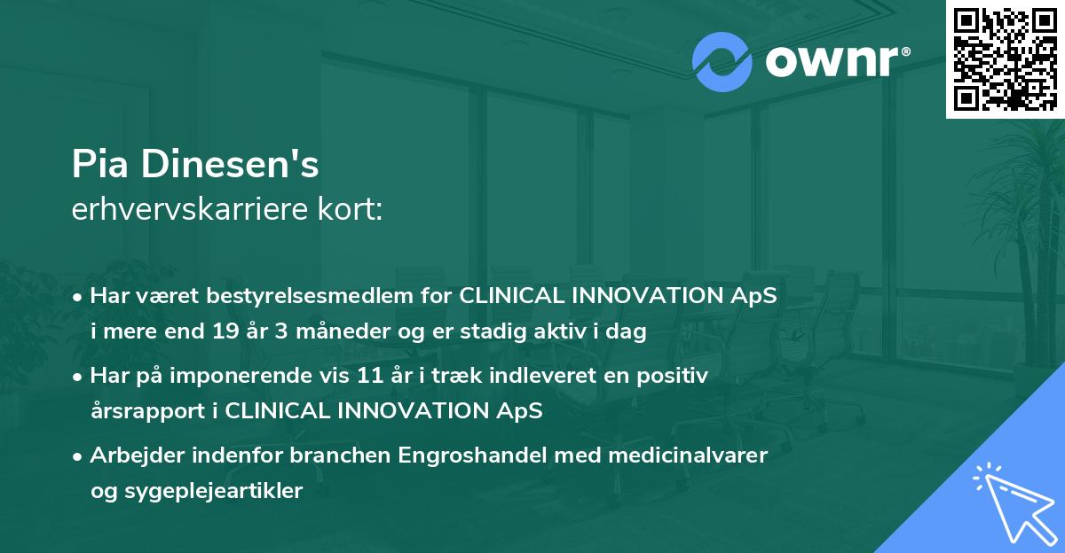 Pia Dinesen's erhvervskarriere kort