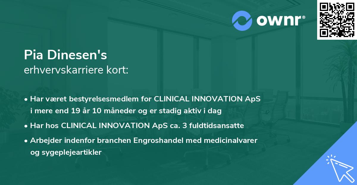 Pia Dinesen's erhvervskarriere kort