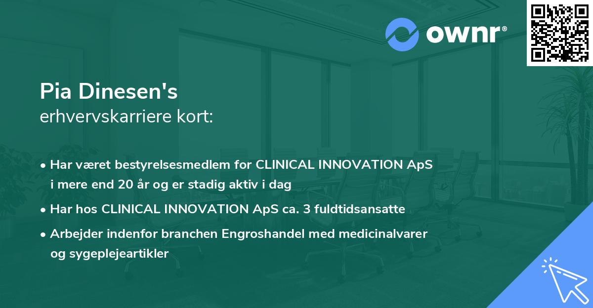 Pia Dinesen's erhvervskarriere kort