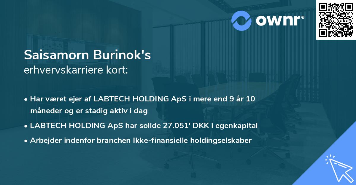 Saisamorn Burinok's erhvervskarriere kort