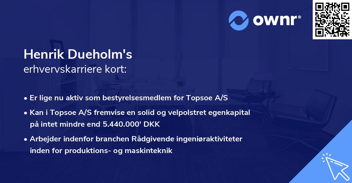 Henrik Dueholm's erhvervskarriere kort