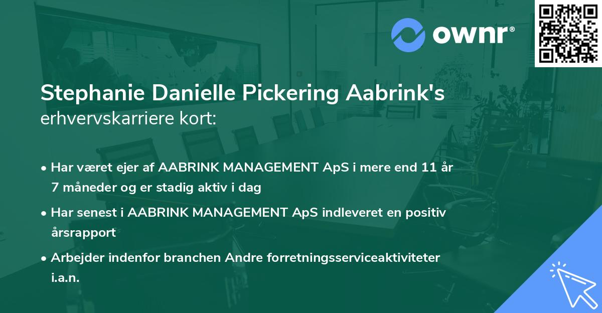 Stephanie Danielle Pickering Aabrink's erhvervskarriere kort