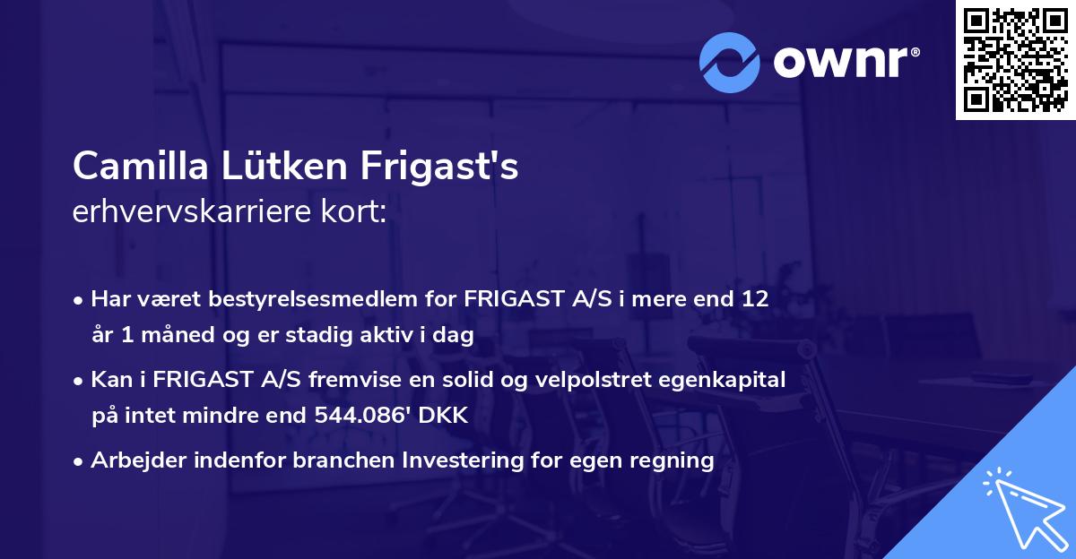 Camilla Lütken Frigast's erhvervskarriere kort