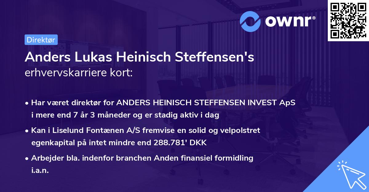 Anders Lukas Heinisch Steffensen's erhvervskarriere kort
