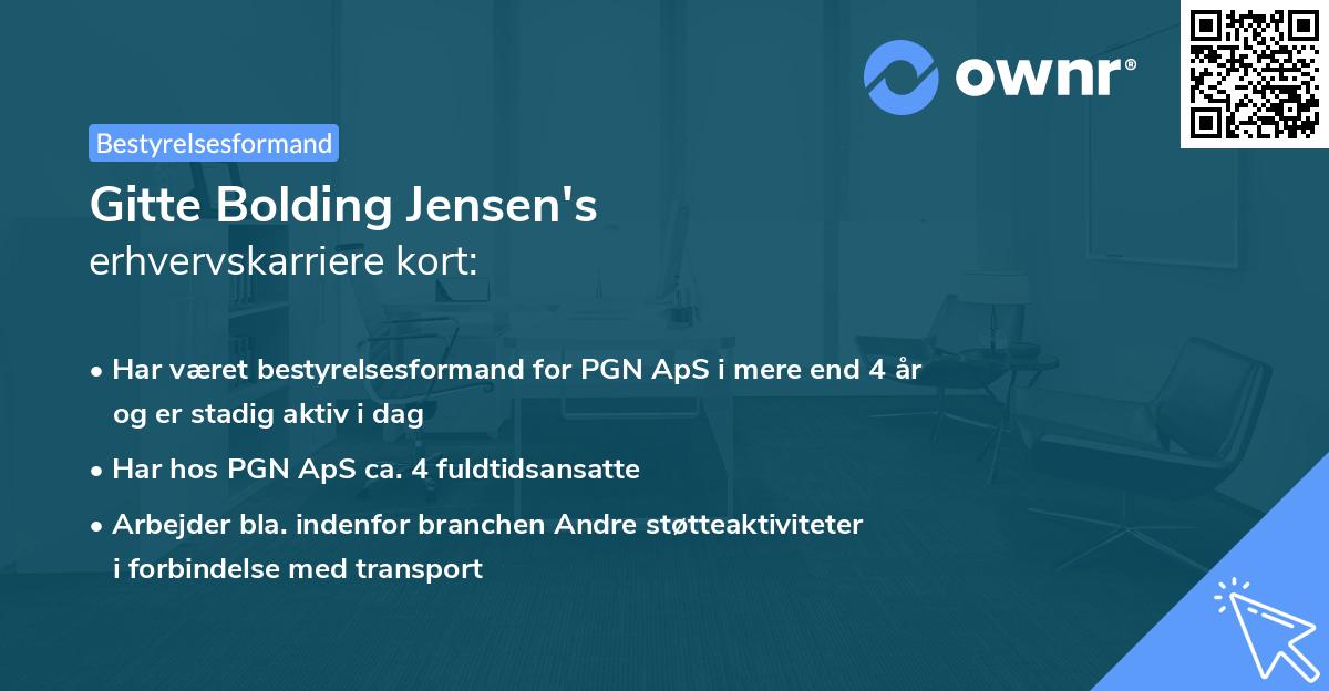 Gitte Bolding Jensen's erhvervskarriere kort