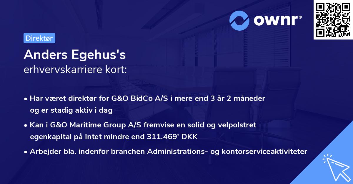 Anders Egehus's erhvervskarriere kort