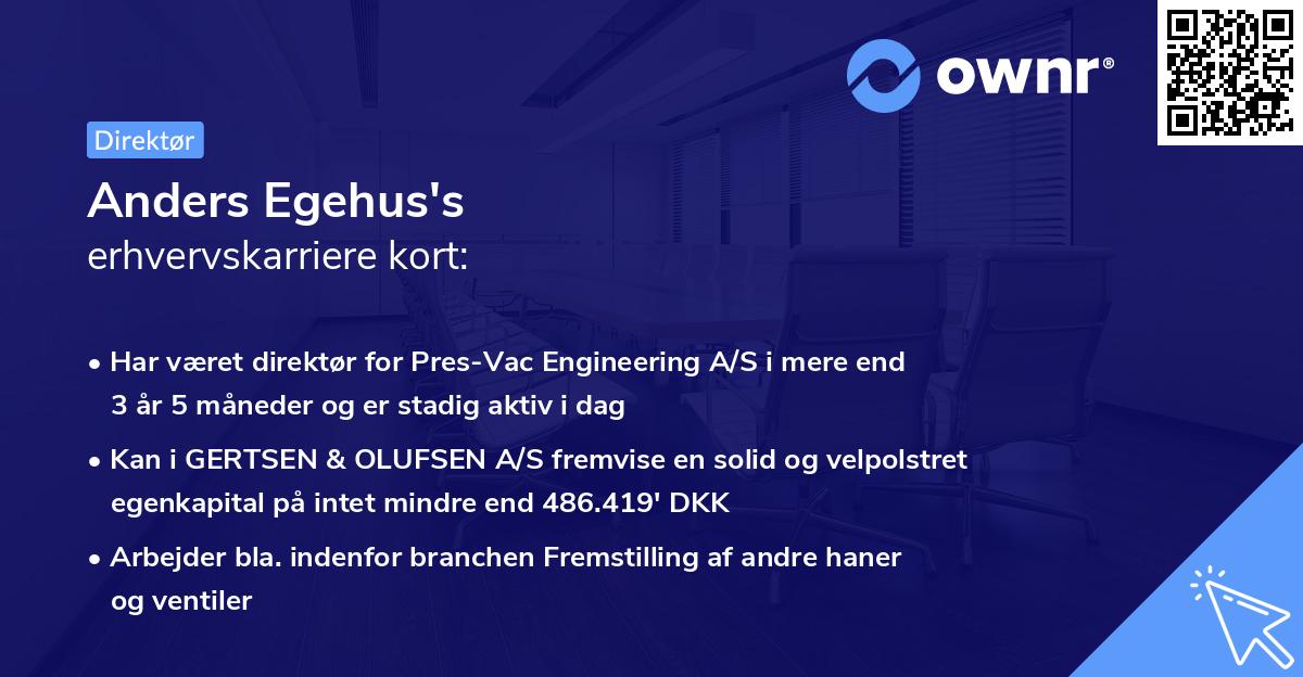 Anders Egehus's erhvervskarriere kort