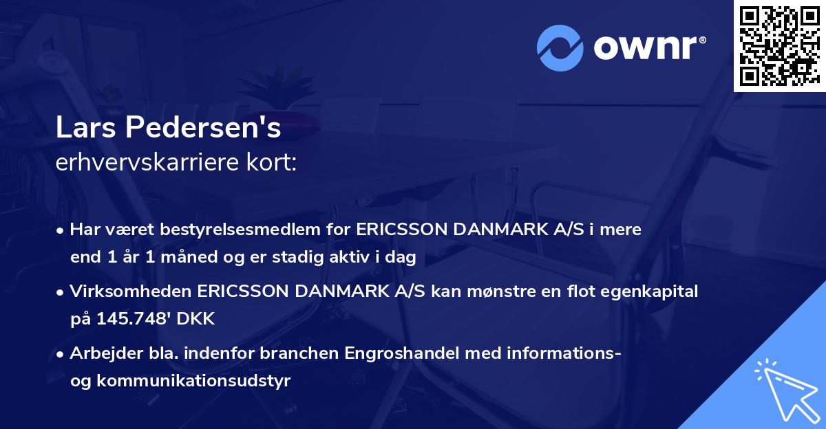 Lars Pedersen's erhvervskarriere kort