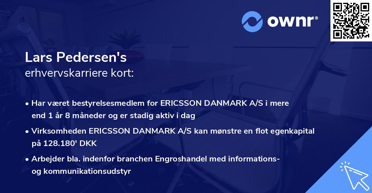 Lars Pedersen's erhvervskarriere kort