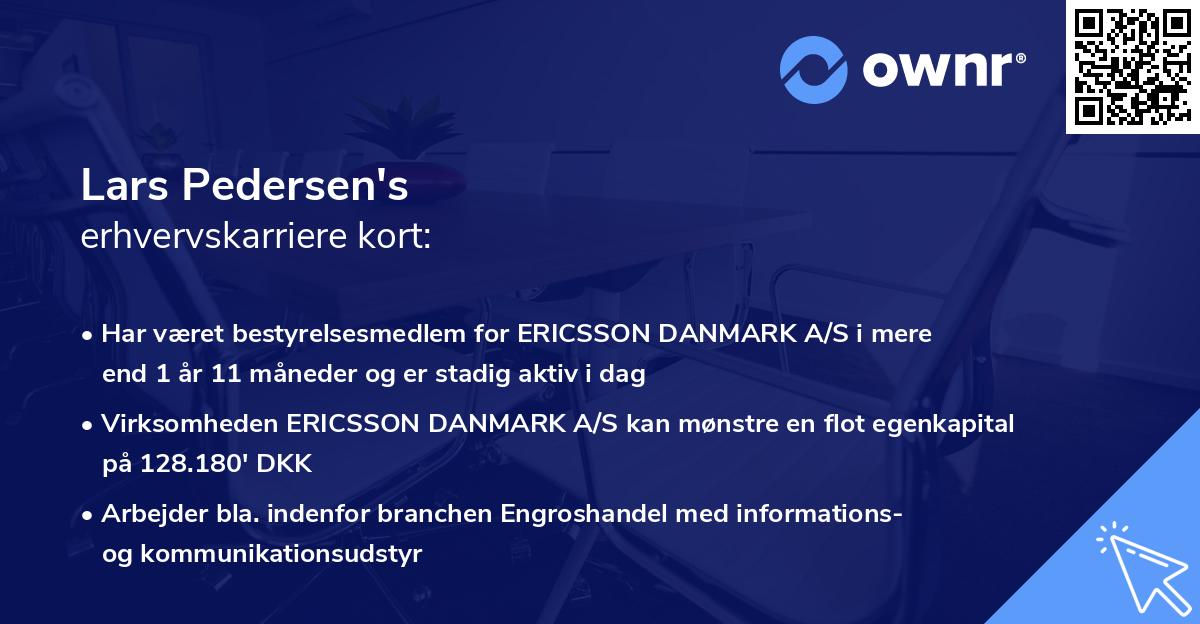 Lars Pedersen's erhvervskarriere kort