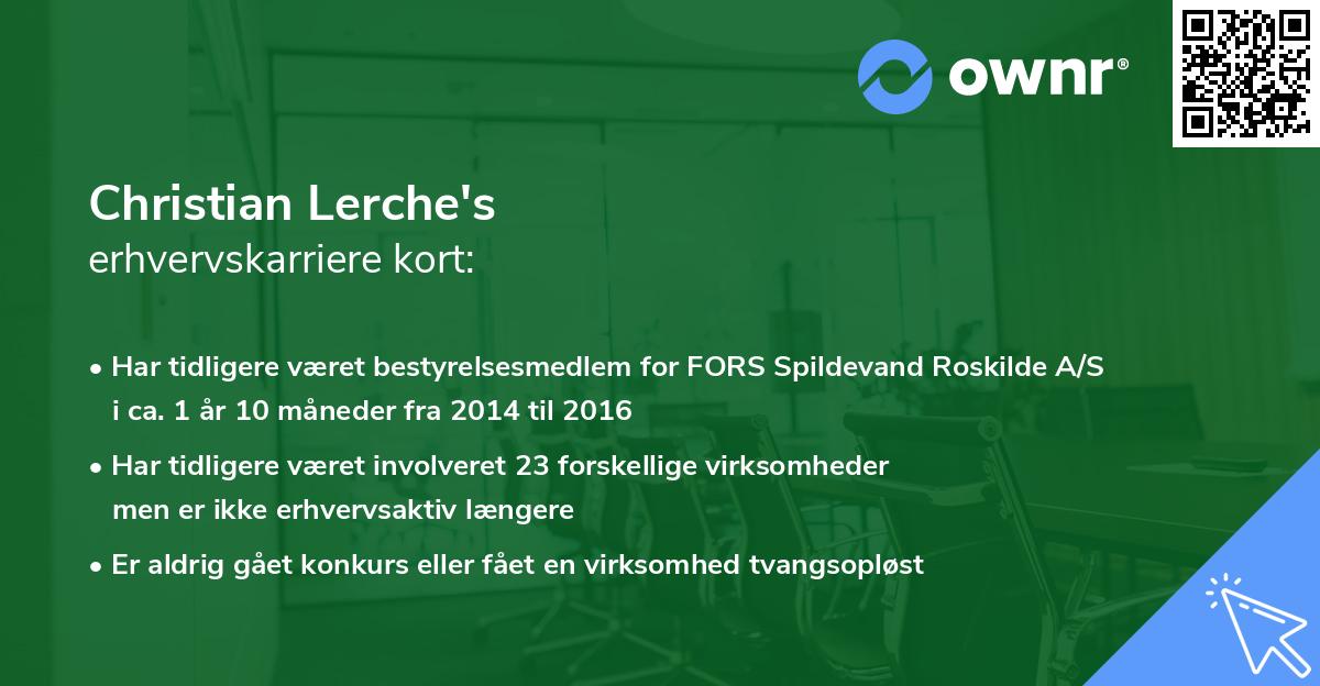 Christian Lerche's erhvervskarriere kort